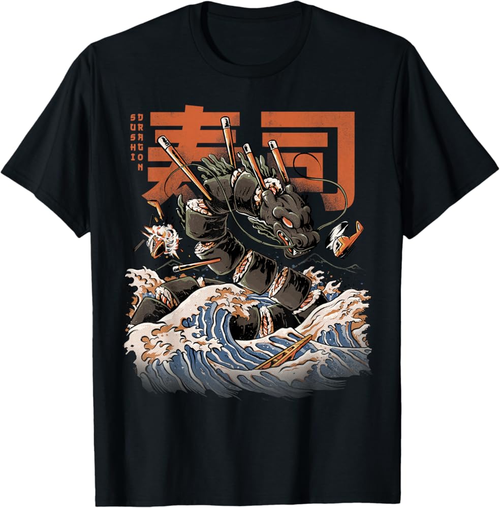 Amazon.com: Great Sushi Dragon Japanese Food Kawaii Dragon Anime T